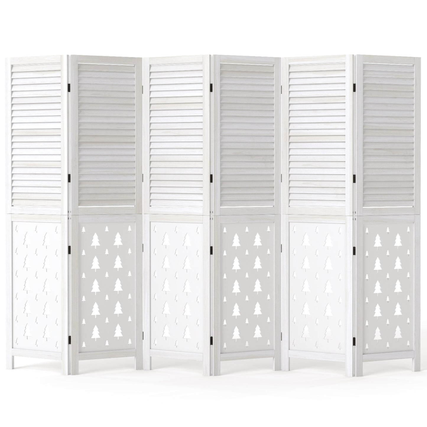 67" Tall Wood Room Divider Indoor Wooden Partition for Room Separation-4 Panels
