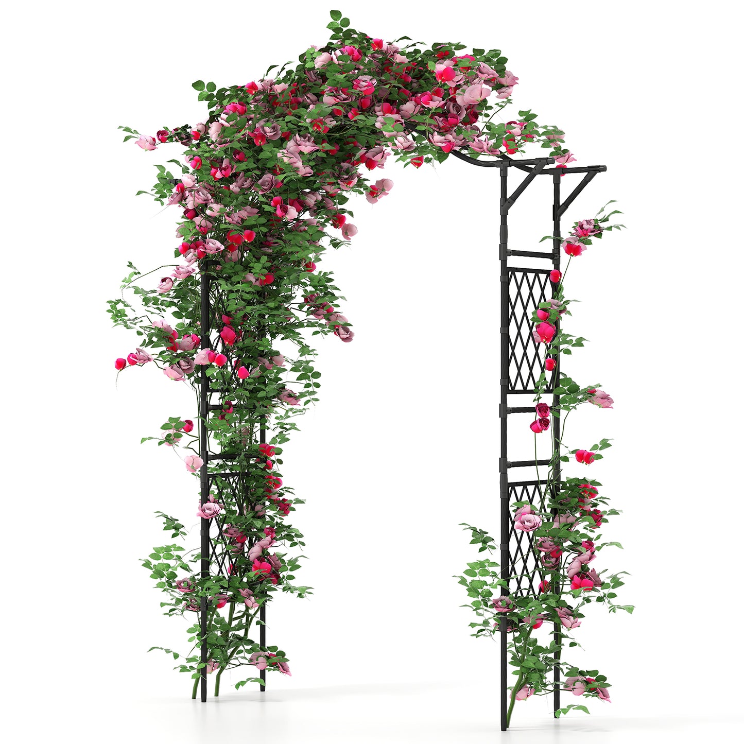 67 x 83 Inch Garden Arch Trellis Metal Pergola Arbor for Climbing Plants-Black