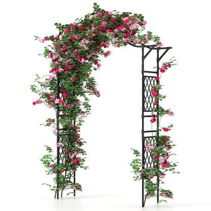 67 x 83 Inch Garden Arch Trellis Metal Pergola Arbor for Climbing Plants-Black