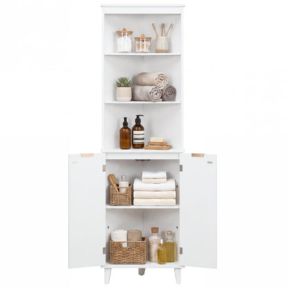 68 Inch Tall Bathroom Floor Storage Cabinet with Fluted Doors-Blue