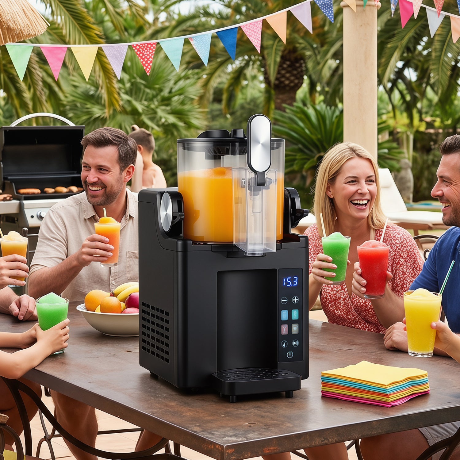 Black 68 oz frozen drink maker and slushy machine by Wilsons Home Store, with clear controls and large capacity for home use.