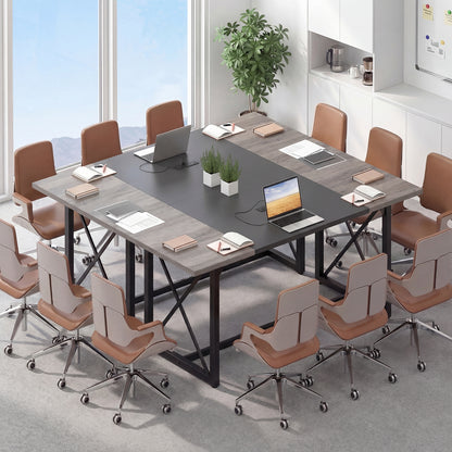 6FT Conference Table with Power Outlets Seats 6-8 People for Office-Natural