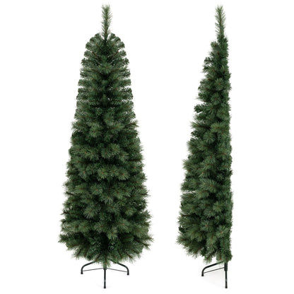 6FT Pre-Lit Half Artificial Christmas Tree with 120 Warm White LED Lights