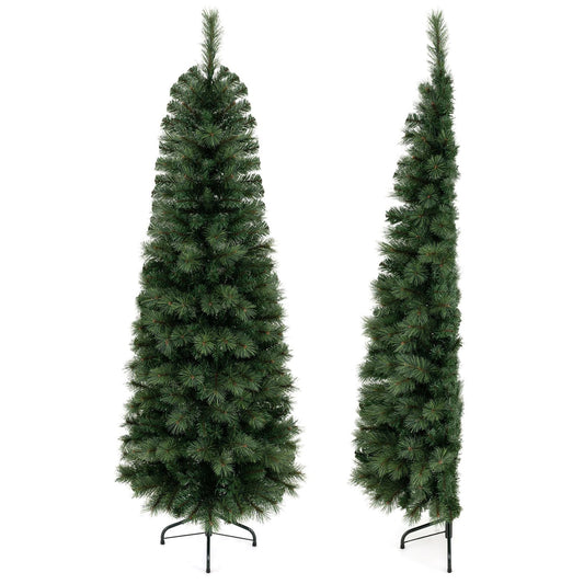 6ft pre-lit artificial Christmas tree with 120 warm white LED lights, half-tree design for holiday decor by Wilsons Home Store