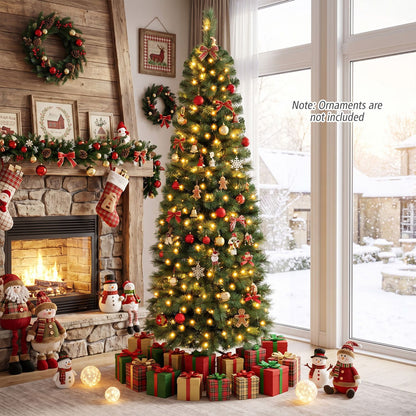 6FT Pre-Lit Half Artificial Christmas Tree with 120 Warm White LED Lights