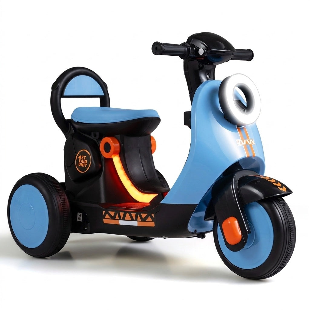 6V Electric Ride on Motorcycle with LED Headlight for Kids Aged 3-5 Years-Blue
