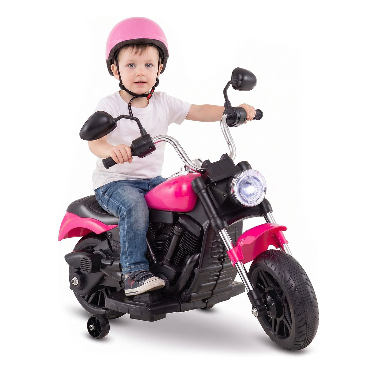 6V Kids Motorcycle with Detachable Training Wheels and Music for Ages 2-5-Blue