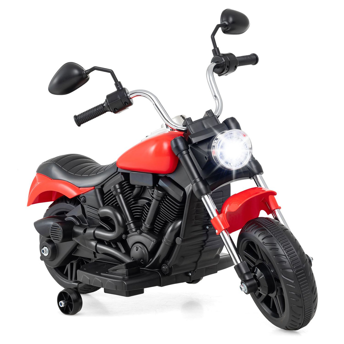 6V Kids Motorcycle with Detachable Training Wheels and Music for Ages 2-5-Blue