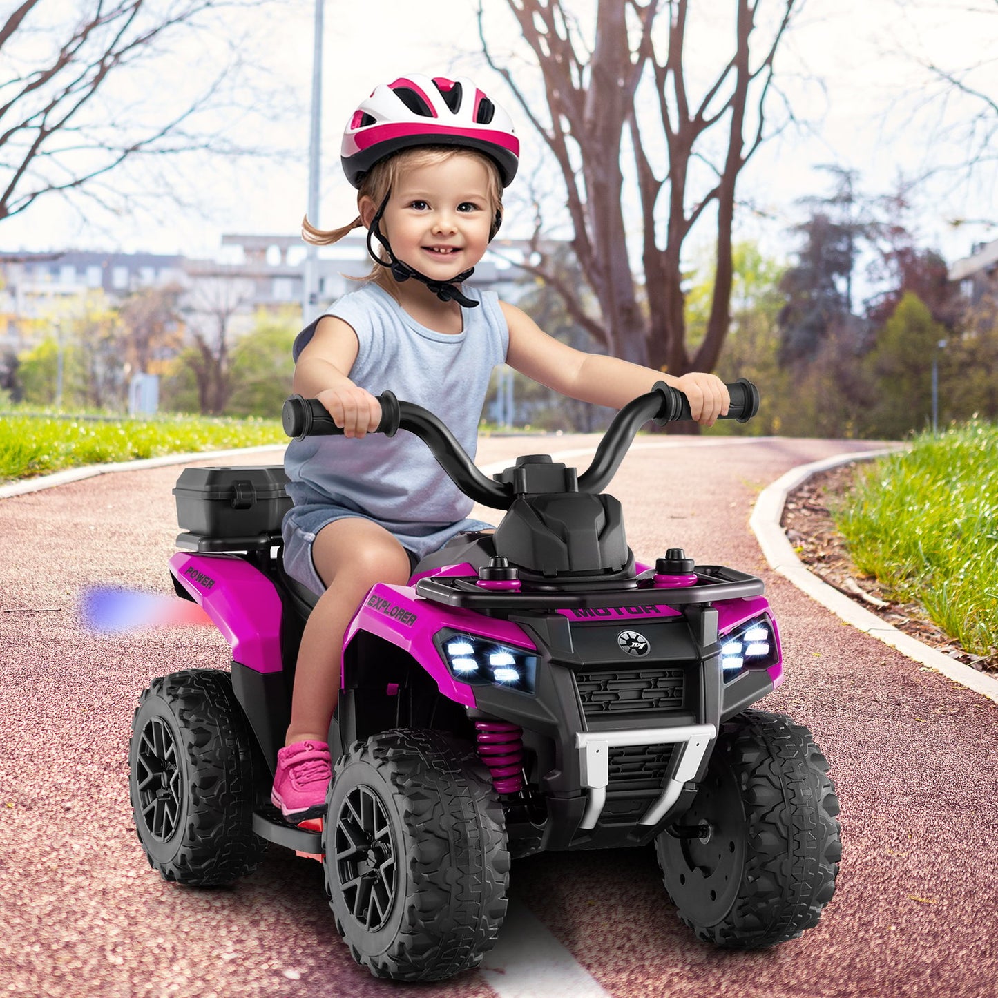 6V Kids Ride On ATV with Spray Function and Storage Box with Music-Blue