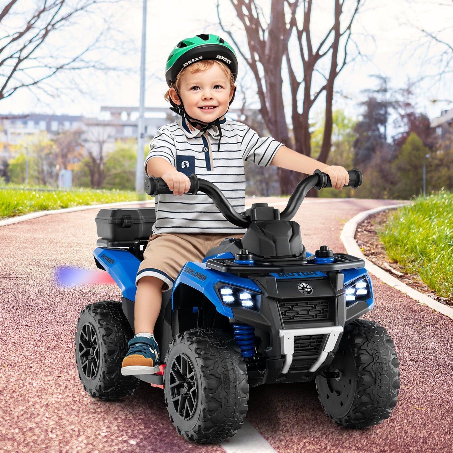 6V Kids Ride On ATV with Spray Function and Storage Box with Music-Blue