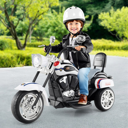 6V Powered Toddler 3-Wheel Motorbike Ride On Toy with Horn and Headlight-Black & Red