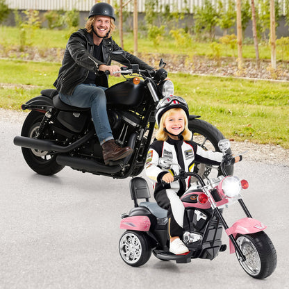 6V Powered Toddler 3-Wheel Motorbike Ride On Toy with Horn and Headlight-Black & Red