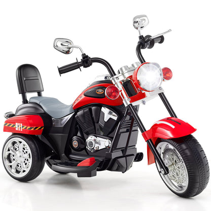 6V Powered Toddler 3-Wheel Motorbike Ride On Toy with Horn and Headlight-Black & Red