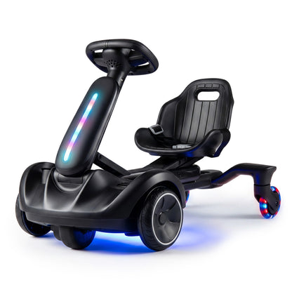 6V Ride-on Drift Car with Lights and Adjustable Seat-Black