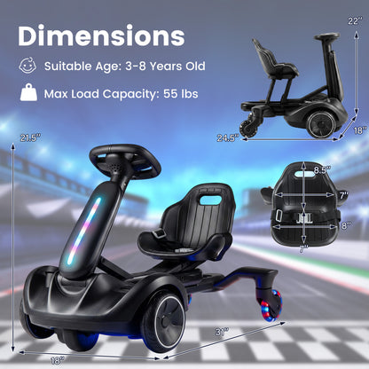 6V Ride-on Drift Car with Lights and Adjustable Seat-Black