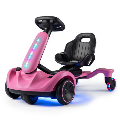 6V Ride-on Drift Car with Lights and Adjustable Seat-Black