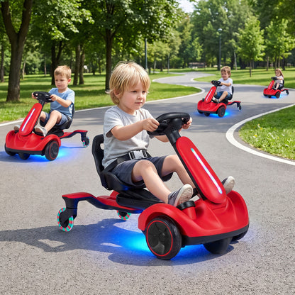 6V Ride-on Drift Car with Lights and Adjustable Seat-Black