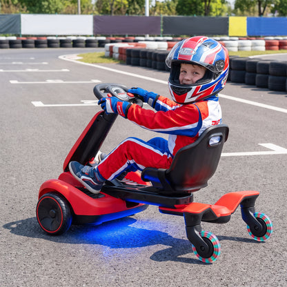 6V Ride-on Drift Car with Lights and Adjustable Seat-Black