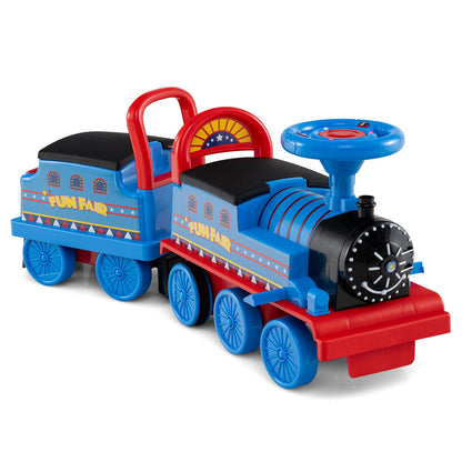 6V Ride on Train 2-Seater with Carriage and Flashing LED Lights-Black