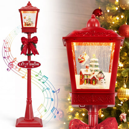6.1 ft Musical Christmas Streetlight with LED Lights for Home Yard Porch-Red