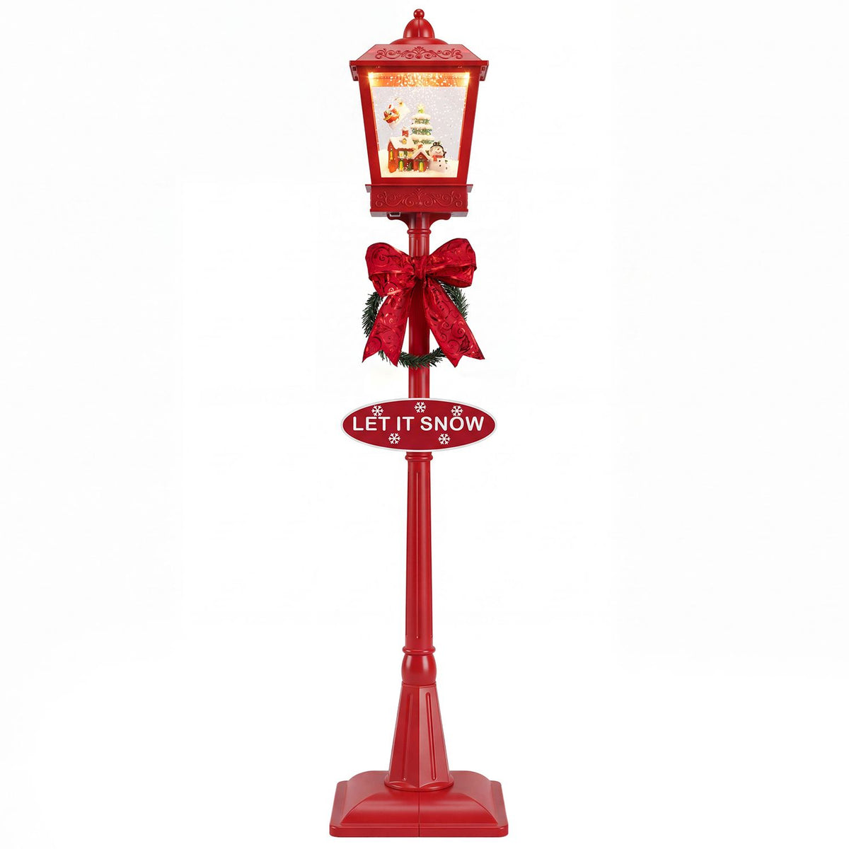 6.1 ft Musical Christmas Streetlight with LED Lights for Home Yard Porch-Red