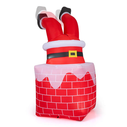 6.2 FT Christmas Inflatable Santa Claus in Chimney Decoration with Built-in LED Lights and Automatic Moving Legs