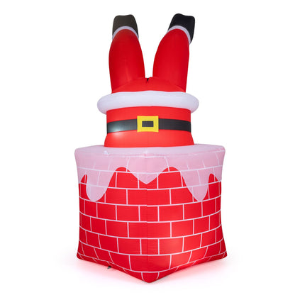 6.2 FT Christmas Inflatable Santa Claus in Chimney Decoration with Built-in LED Lights and Automatic Moving Legs