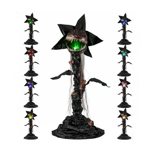 6.2 ft animated Halloween Man-Eater Plant with color-changing LEDs, spooky holiday decor, crafted by Wilsons Home Store