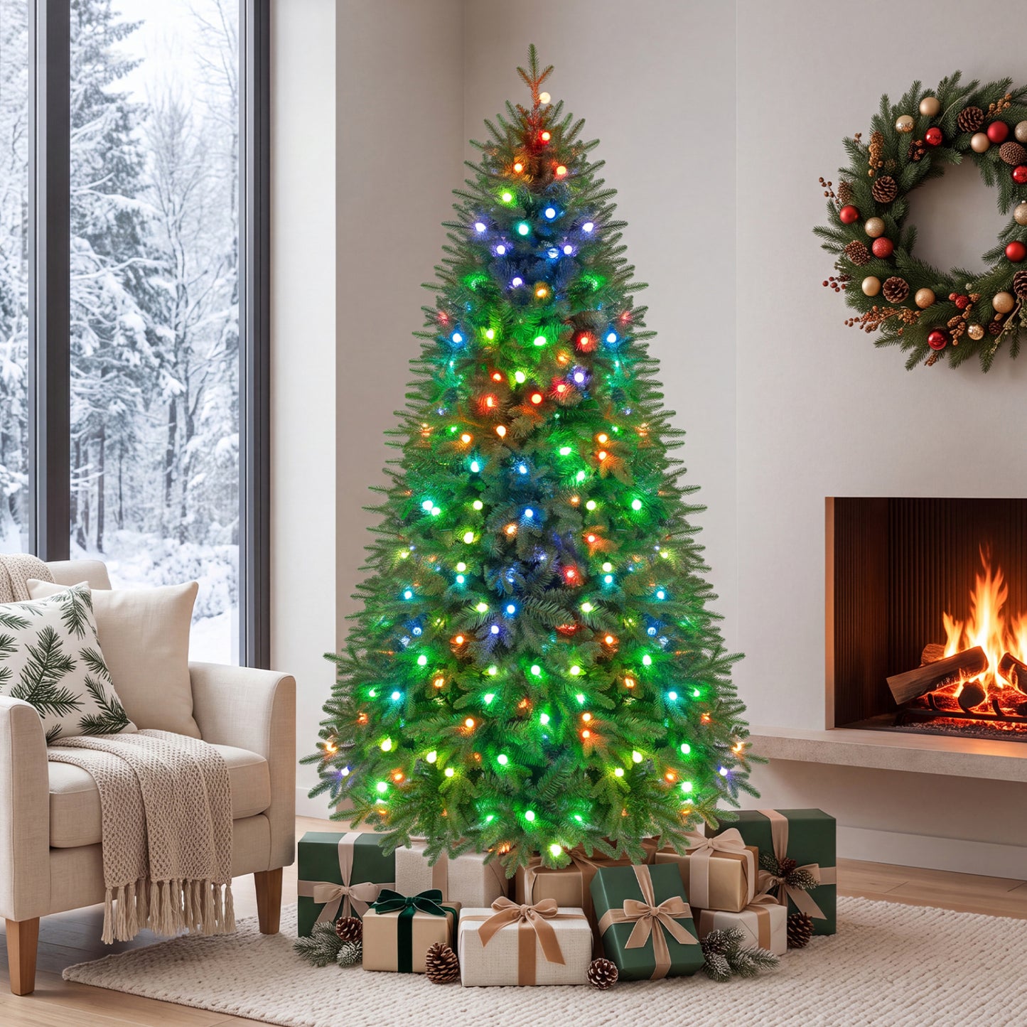 6.3 FT Smart Christmas Tree with 230 Pre-Lit RGB LED Lights-M
