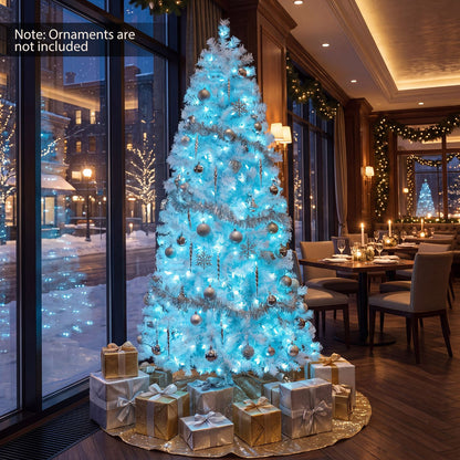 6.3 ft smart pencil Christmas tree with remote and app control, decorated with ornaments and lights for holiday decor.