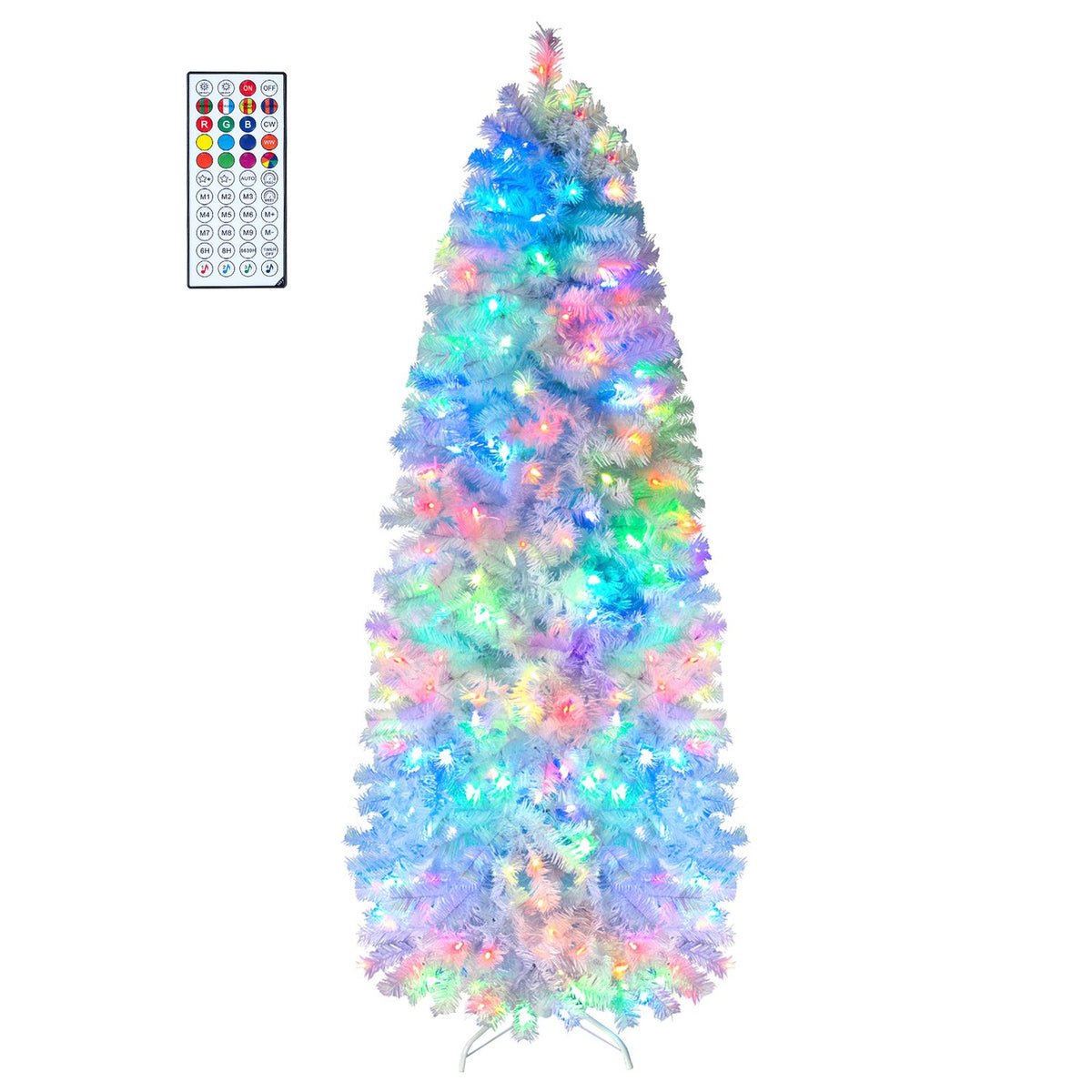 6.3 ft smart pencil Christmas tree with remote and app control, decorated for holiday season, by Wilsons Home Store
