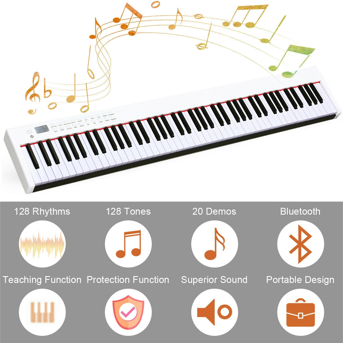 BX-II 88-key Portable Digital Piano with  MP3-White