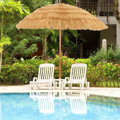 6.5-foot portable thatched tiki beach umbrella with adjustable tilt for outdoor backyard shade by Wilsons Home Store