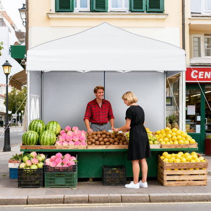 6.5 x 6.5 FT Pop up Canopy Tent with 4 Sidewalls and Wheeled Bag-Grey