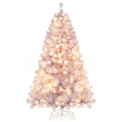 6/7.5 FT Pre-Lit Tinsel Christmas Tree Artificial Xmas Tree-M