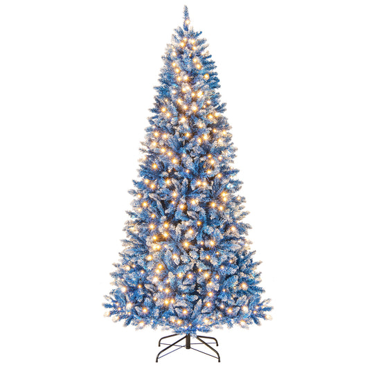 Artificial Christmas tree with 767 snowy branch tips in 6, 7, 8, or 9 feet sizes, by Wilsons Home Store, holiday decor.