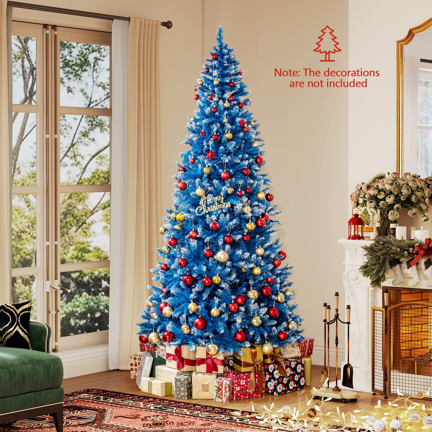 6/7/8/9 FT Artificial Christmas Tree with 767 Snowy Branch Tips-8 FT