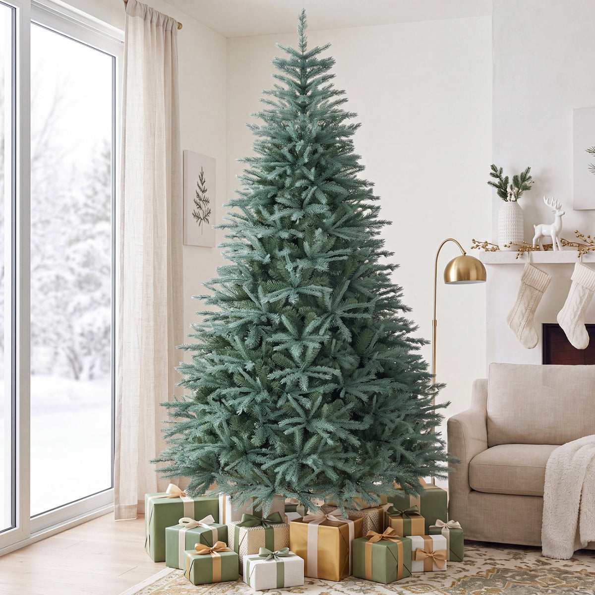 6/7/8 FT Artificial Spruce Christmas Tree with 775/1215/1765 Lush Branch Tips for Holiday-8 FT
