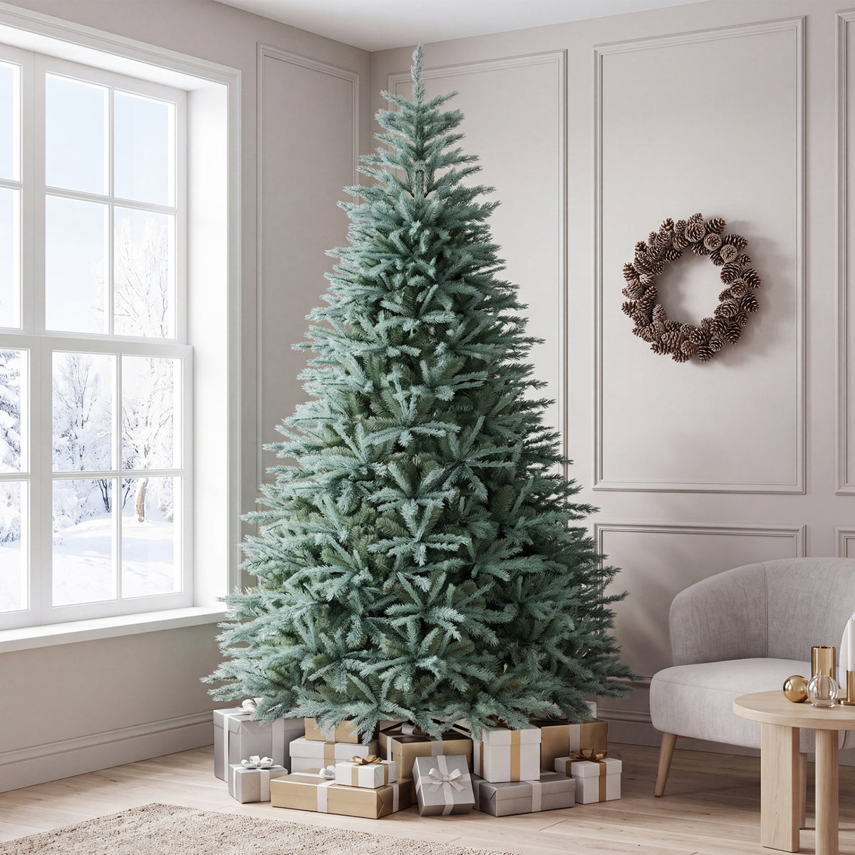 6/7/8 FT Artificial Spruce Christmas Tree with 775/1215/1765 Lush Branch Tips for Holiday-8 FT