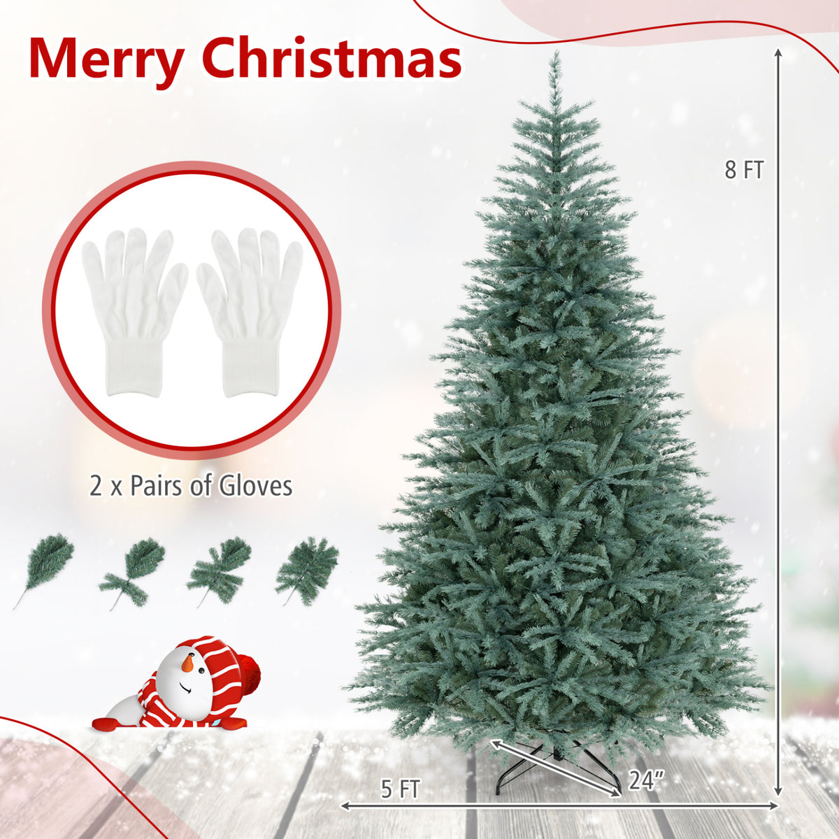 6/7/8 FT Artificial Spruce Christmas Tree with 775/1215/1765 Lush Branch Tips for Holiday-8 FT