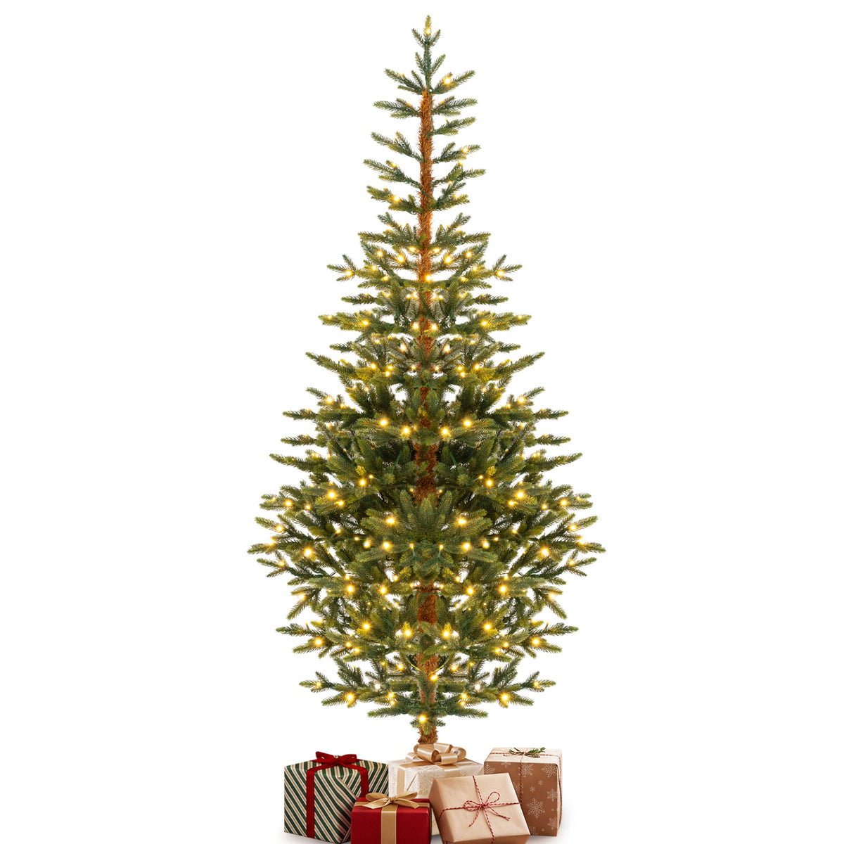 6/7/8 FT Pre-Lit Artificial Christmas Tree with 250/290/330 Warm White LED Lights-6 FT