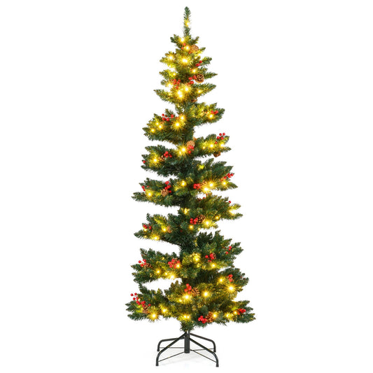 6/7 FT Pre-Lit Artificial Christmas Tree Spiral Holiday Tree with 612/791 Branch Tips and 8 Modes-6 ft