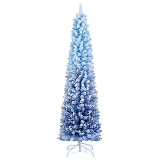 6/7 Feet Snow-flocked Artificial Christmas Tree with 220/290 Warm White LED Lights-6 Feet