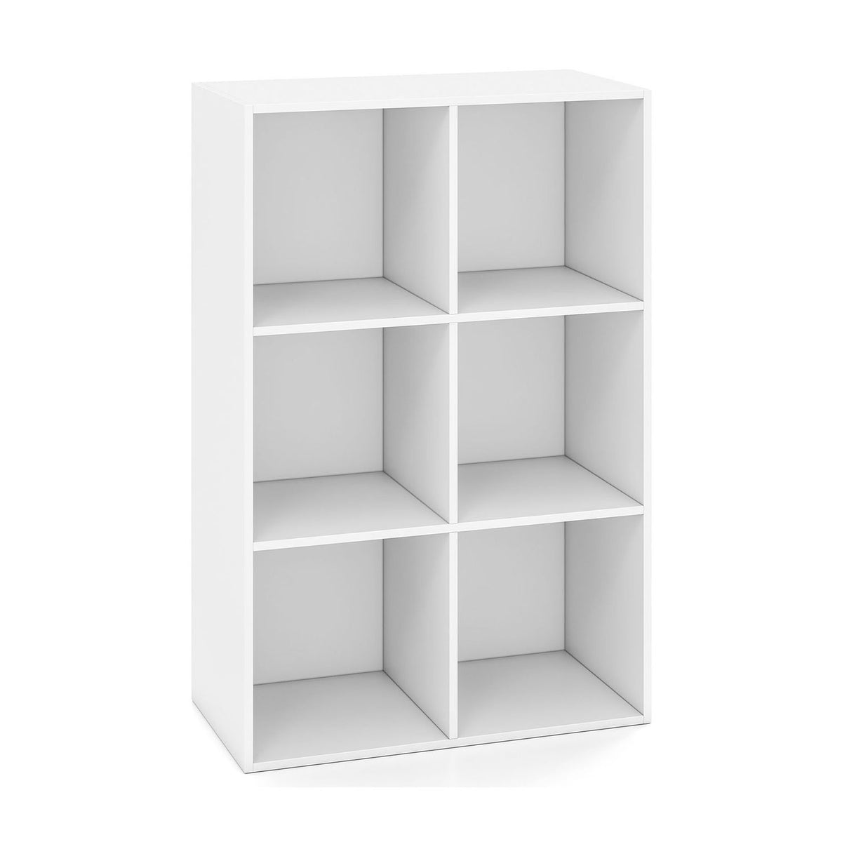 6-Cube Book Shelf Tool-Free Assembly Wooden Bookshelf Modern Bookcase Storage Organizer-White