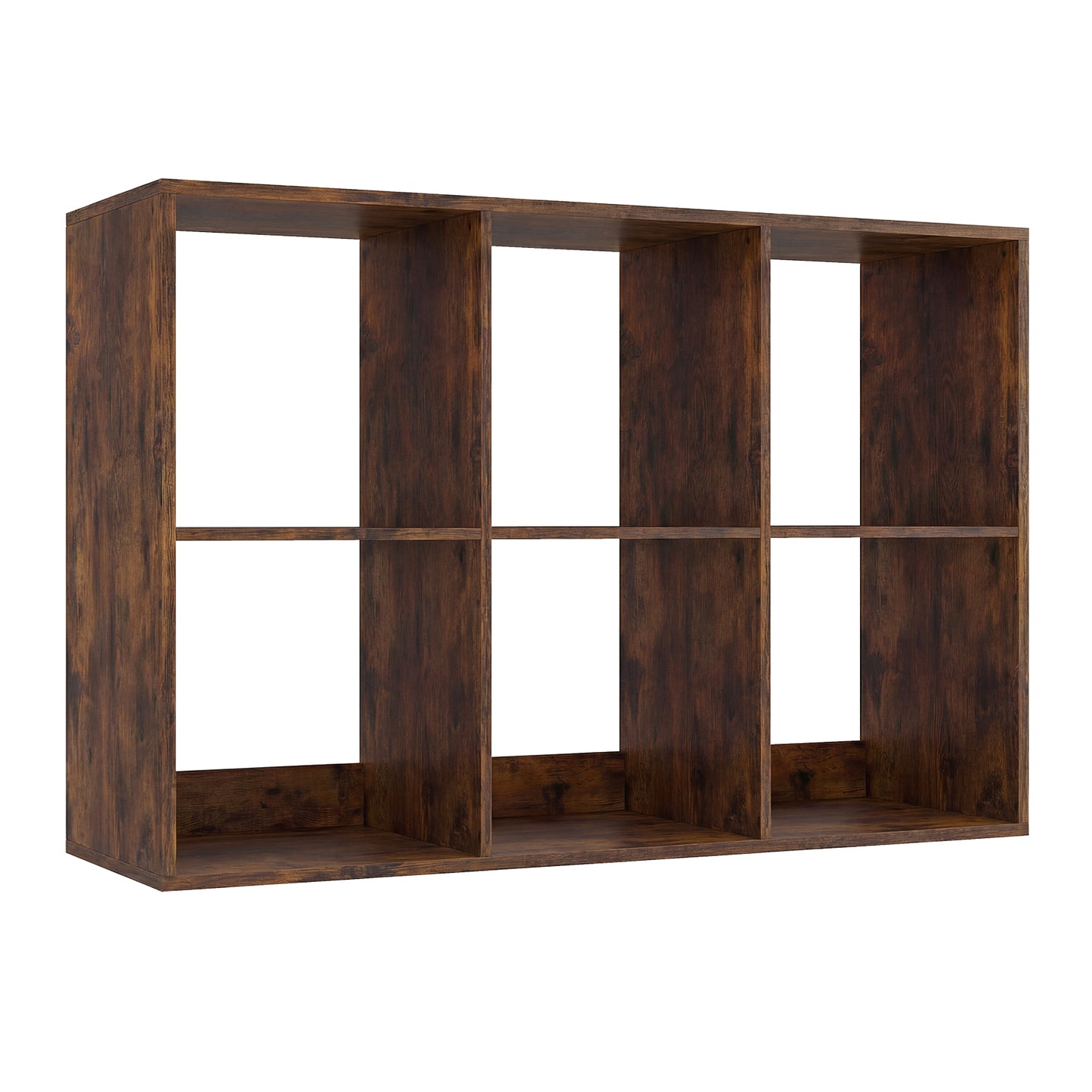 6 Cube Bookshelf with Back Guardrail for Living Room Bedroom-Black