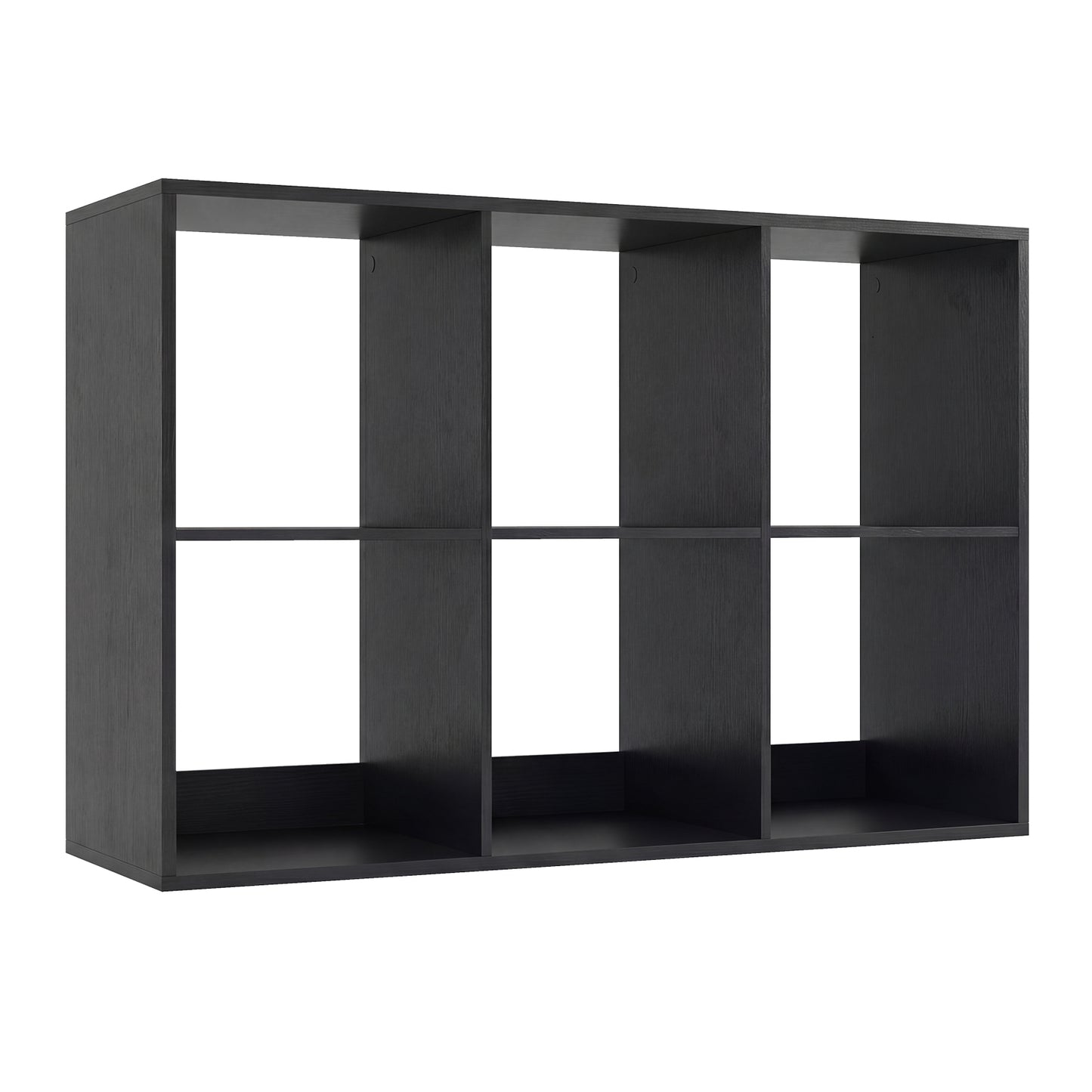 6 Cube Bookshelf with Back Guardrail for Living Room Bedroom-Black