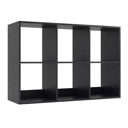 6 Cube Bookshelf with Back Guardrail for Living Room Bedroom-Black
