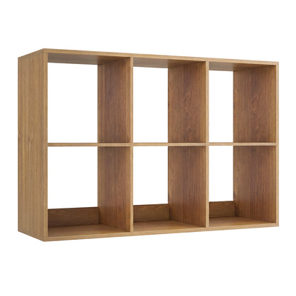 6 Cube Bookshelf with Back Guardrail for Living Room Bedroom-Black