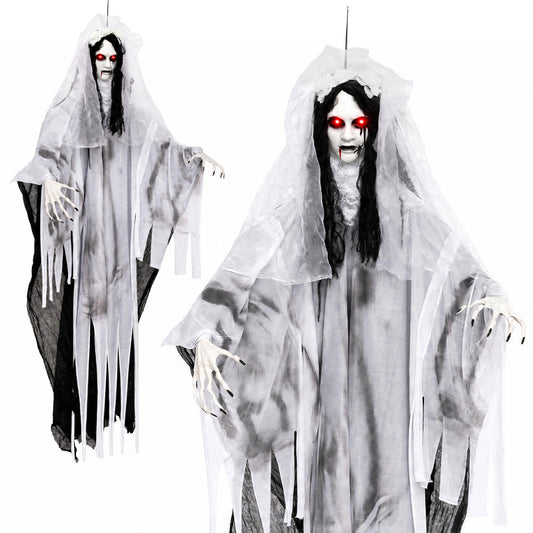 6 FT Ghost Bride Halloween Decoration with Creep Sound and Lighted Eyes