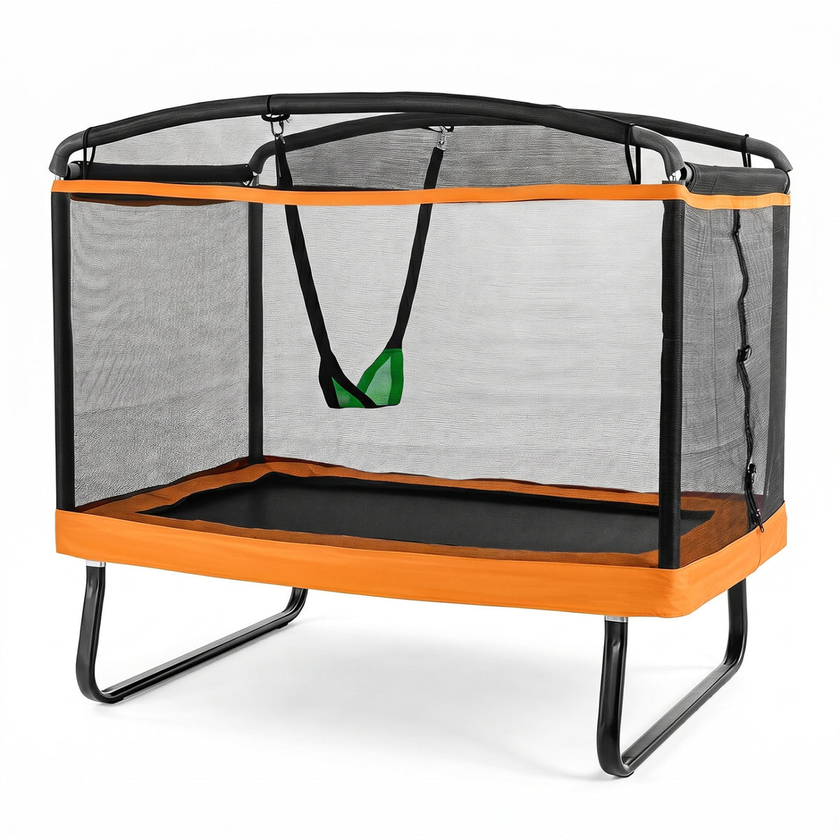 Blue 6 ft kids trampoline with safety enclosure net and swing, designed for children ages 3 and up, by Wilsons Home Store.